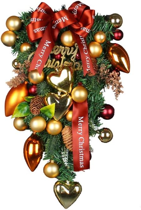 Коледна лък, виси на главата дърво във формата на сърце, цветна топка, венец, виси на врати и прозорци, Коледна украса