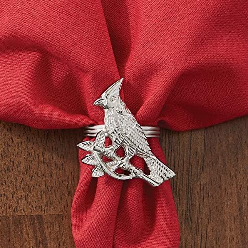 Комплект пръстени за салфетки Park Designs Cardinal от 4 сребърни