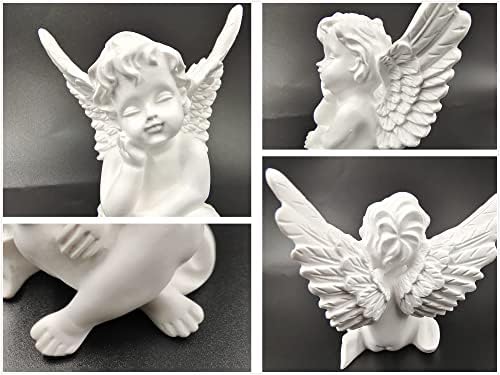 ETARTJMHNB 2 бр. Фигурки на Ангели, Спомен Скулптури За Домашен интериор, Издълбани Крила За Сън, Градински Статуи