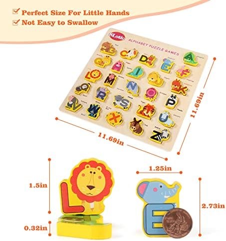 Дървена Игра-пъзел с Азбука Любимци за деца 2-6 години, Алфавитные Пъзел с форми на животни и букви за момчета и Момичета,