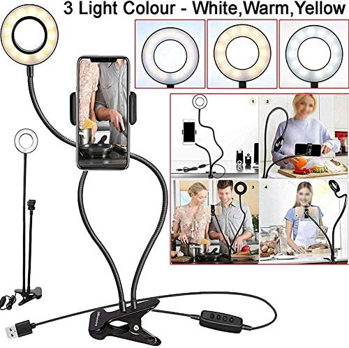 Околовръстен лампа с Led USB Настолна лампа с 3 Цветови Режими за Защита на очите 360 ° Гъвкав нощна светлина, за да се Учат на Четене Заполняющий Светлина Работен Грим - h