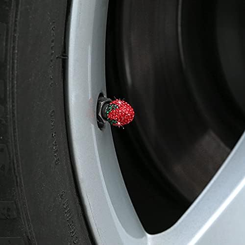 oAutoSjy 4 бр. Блестящ Делото Състав клапан на Автомобилната гума под формата на Ягоди, вентилът на Автомобилни