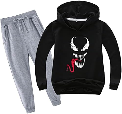 sunhaapp/ Комплект Есенни дрехи за Момчета и Момичета от 2 теми, Пуловер Venom, Блузи с качулка и Панталони,