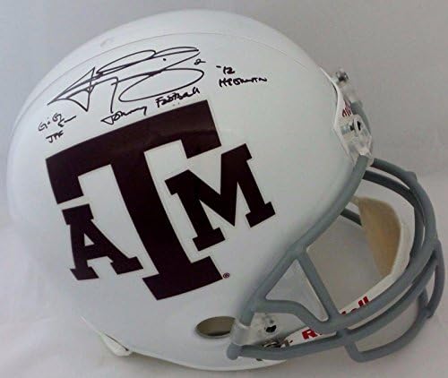 Автентичността на бял пълноценно шлем A&M Панини с автограф Джони Мэнзила потвърдена. - Каски NFL с автограф