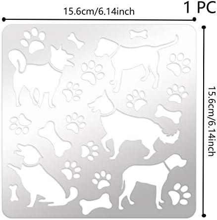 FINGERINSPIRE, 2 броя, Метални Шаблони за кучета, 6,14 инча, Квадратен Метален Шаблон с Шарени Кучета, Шаблони