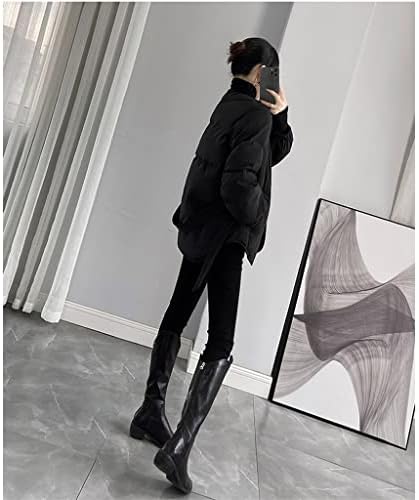 LIUZH/ Черна Къса Naka сако, Дамско Зимно палто в корейски стил, с тънка талия (Цвят: D, размер: Средно)