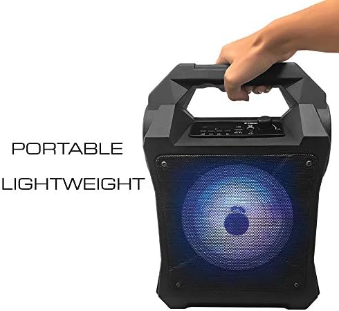 Безжични високоговорители Bluetooth подсветка на FISHER: двигателят има максимална мощност от 300 W, 6,5 DJ Blast Beats Karoke Machine. Подчертаване на динамиката, Bluetooth и вход за микрофон (