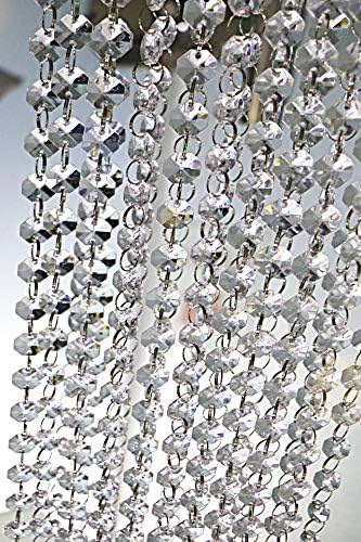 33 фута K9 Стъклена Кристален Венец Направления - Подвесная Полилей Скъпоценен Камък Верижка От Перли - 14 мм Прозрачна Осмоъгълна