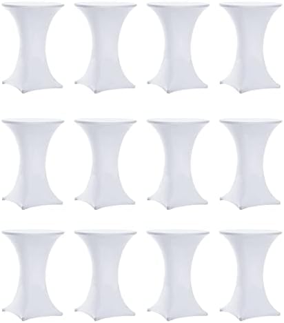 Tina's 12 Опаковки, покритие за коктейльного плот от ликра Highboy размер 32x43 инча, Бяло, Облегающая Еластична меню с коктейли