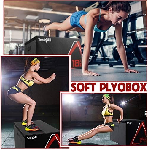 Yes4All Регулируем мек плиобокс/Plyometric Jump Box за плиометрических упражнения, стрии, бокс-коремни преси, се предлага с височина на 4: 6, 12, 18, 24