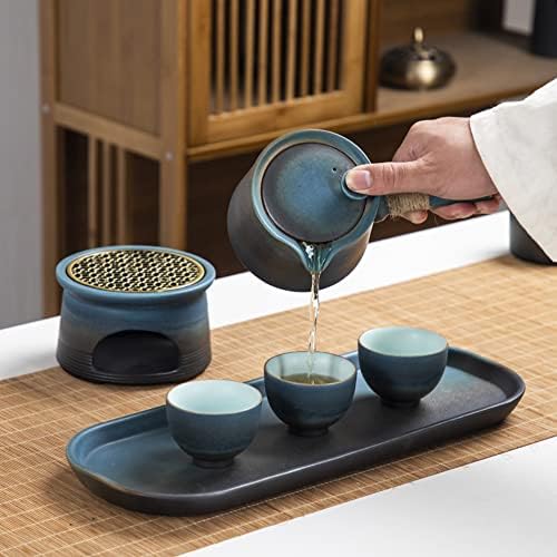 Традиционен азиатски Чай fanquare, Пътен Чай за кунг-фу с Обжиговой Глазура, Синьо Китайски Чайник с 4 Керамични Чаши, Кутия