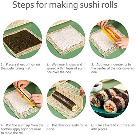 Бамбукови подложки за раскатки суши WANTELFOR, Набор за приготвяне на натурални суши, включително 4 бр., 4