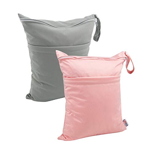 ALVABABY 2 бр. Ръкавни чанта за влажни сушене на Пелени, Водоустойчив, за Многократна употреба, с Два джоба с Цип, за Пътуване,