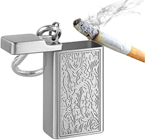 ChiiGe 2 опаковки, Метални Преносим Пепелник с капак, Мини-Пътна Градинска Пепелник за Цигари, с карабинка за Пътуване,